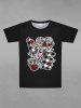 Gothic Skeleton Hand Heart Plaid Letters Rose Flower Print Valentines T-shirt For Men -  