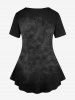 Plus Size Owl Paint Splatter Ombre Distressed Colorblock Print T-shirt -  