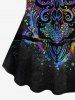 Plus Size Owl Paint Splatter Ombre Distressed Colorblock Print T-shirt -  