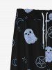 Pantalon de Survêtement Adorables avec Cordon de Serrage à Imprimé Etoiles Lune et Fantôme pour Hommes - Noir 8XL