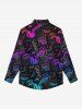 Gothic Turn-down Collar Colorful Ombre Skulls Man Letters Colorblock Print Buttons Shirt For Men -  