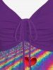 Plus Size Heart Rainbow Color Print Cinched Tank Top -  