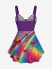 Plus Size Heart Rainbow Color Print Cinched Tank Top -  