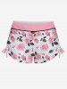Flowers Dot Print Halter Twist Cinched Boyshort Tankini Set -  