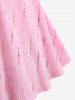 Plus Size Puff Sleeve Off The Shoulder Pointelle Hollow Out Ribbed Twist Glitter Mesh Plaid Zipper 2 in 1 Top -  