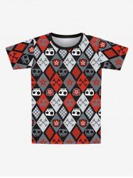 T-shirt en Blocs de Couleurs Gothique Géométriques Carreaux Imprimés à Manches Courtes pour Homme - Multi-A XL