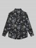 Chemise Gothique Imprimé Crâne Paisley à Col Rabattu à Boutons pour Homme - Noir XL