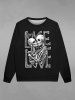 Sweat-shirt à Col Ras du Cou Imprimé Squelette et Crâne pour Homme - Noir L
