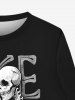 Sweat-shirt à Col Ras du Cou Imprimé Squelette et Crâne pour Homme - Noir 4XL