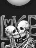 Gothic Valentine's Day Skulls Skeleton Letters Print Crew Neck Sweatshirt For Men -  