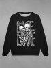 Gothic Valentine's Day Skulls Skeleton Letters Print Crew Neck Sweatshirt For Men -  