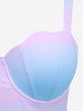 Plus Size Ombre Colorblock Print Shell Skirt Tankini Set -  