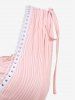 Débardeur Côtelé Texturé à Epaule Dénudée de Grande Taille Ourlet à Volants - Rose clair 4X | US 26-28