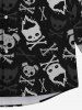 Gothic Turn-down Collar Ombre Dog Cat Skulls Fire Bone Print Buttons Shirt For Men -  