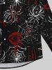 Chemise Toile D'Araignée Gothique D'Araignée Imprimée à Col Relevé avec Boutons pour Homme - Noir M