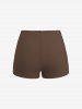 Maillot de Bain Tankini Dos-Nu à Imprimé Carreaux et Fleurs Style Rétro Grande-Taille - café M | US 10
