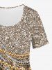 Plus Size Leopard Sparkling Sequin Glitter Bead Chains 3D Print T-shirt -  