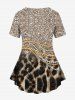 Plus Size Leopard Sparkling Sequin Glitter Bead Chains 3D Print T-shirt -  