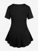 Plus Size Skull Hat Four Leaf Clover Elf Butterfly Wing Print Short Sleeves T-shirt -  