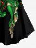 Plus Size Skull Hat Four Leaf Clover Elf Butterfly Wing Print Short Sleeves T-shirt -  