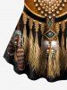 Plus Size Owl Cross Feather Ethnic 3D Print T-shirt -  