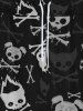 Gothic Ombre Skull Dog Cat Fire Bone Print Drawstring Wide Leg Sweatpants For Men -  