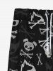 Gothic Ombre Skull Dog Cat Fire Bone Print Drawstring Wide Leg Sweatpants For Men -  