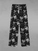 Pantalon de Survêtement Ombré à Cordon de Serrage Imprimé Squelette et Chien en Feu Style Gothique pour Homme - Noir 8XL