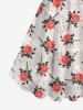Plus Size Lace-up Rose Flower Leaf Lace Trim Appliques 3D Print Tank Dress -  