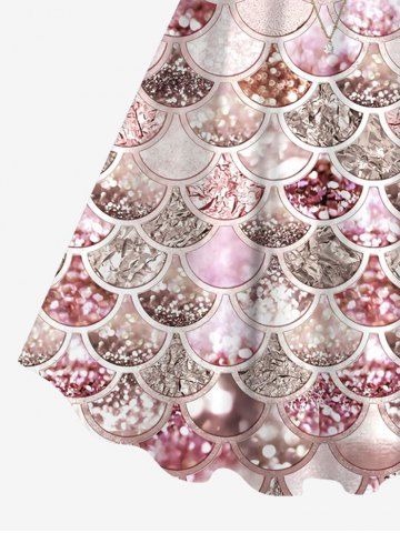 Plus Size Mermaid Scales Sparkling Sequin Glitter 3D Print Tank Dress [57%  OFF] | Rosegal