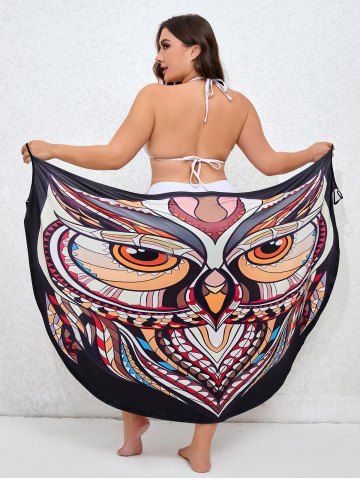 Plus Size Owl Ethnic Print Beach Cover Up - MULTI-A - M | US 10