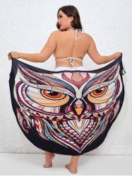 Plus Size Owl Ethnic Print Beach Cover Up -  