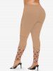 Leggings skinny grande taille à paillettes et sequins, imprimé cœur, pour la Saint-Valentin - café XS