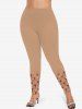 Leggings skinny grande taille à paillettes et sequins, imprimé cœur, pour la Saint-Valentin - café XS