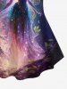 Renaissance Plus Size Glitter Sparkling Elf Angel Wing Galaxy Tree Branch Leaf Print Ombre T-shirt -  