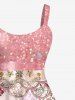 Robe Débardeur Brillante 3D Ecaille de Sirène Imprimée de Grande Taille à Paillettes - Rose clair S