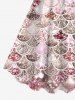Robe Débardeur Brillante 3D Ecaille de Sirène Imprimée de Grande Taille à Paillettes - Rose clair 1X