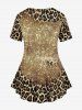 Plus Size Valentine's Day Love Leopard Plaid Heart Glitter Sparkling Sequin 3D Print T-shirt -  