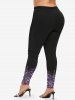 Plus Size Galasxy Ombre Sparkling Sequin Glitter 3D Print Leggings -  