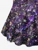 Plus Size Galaxy Ombre Sparkling Sequin Glitter Star 3D Print T-shirt -  