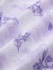 Robe Haute Basse Contrastée Fleur et Papillon Imprimés de Grande Taille avec Chaîne à Volants - Pourpre  L | US 12