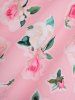 Robe Tordue Panneau en Dentelle Fleur Imprimée à Bretelle de Grande Taille et de Haut Court - Rose clair 1X | US 14-16
