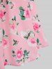 Plus Size Rose Flower Print Chain Panel Twist Cami Dress and Hollow Out Lace Cinched Crop Top -  