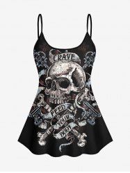 Haut de Tankini Crâne Squelette Lettre Imprimées Croisé - Noir 2X