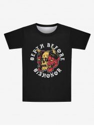 Gothic Bloody Skulls Devil Letters Print T-shirt For Men -  