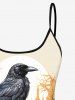 Haut de Tankini Feuille Aigle Lune et Arbre Imprimés - café lumière 2X