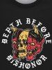 Gothic Bloody Skulls Devil Letters Print T-shirt For Men -  