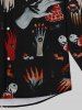 Gothic Turn-down Collar Skeleton Bloody Hand Floral Eye Print Buttons Shirt For Men - Noir 2XL