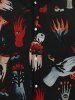 Gothic Turn-down Collar Skeleton Bloody Hand Floral Eye Print Buttons Shirt For Men - Noir 4XL