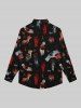 Gothic Turn-down Collar Skeleton Bloody Hand Floral Eye Print Buttons Shirt For Men -  